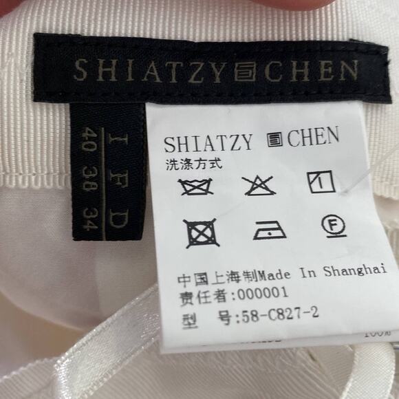 SHIATZH CHEN Lace Feather Floral Applique High Waisted Skirt Italy 40/ US 0 - Picture 12 of 14